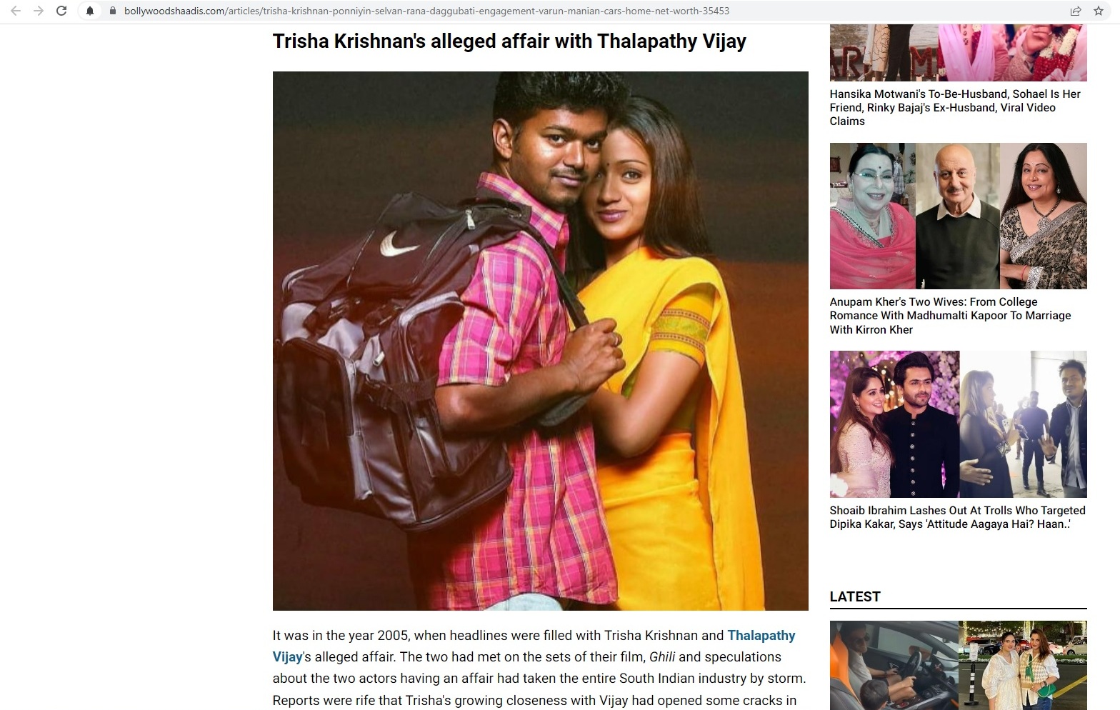 Trisha vijay affair