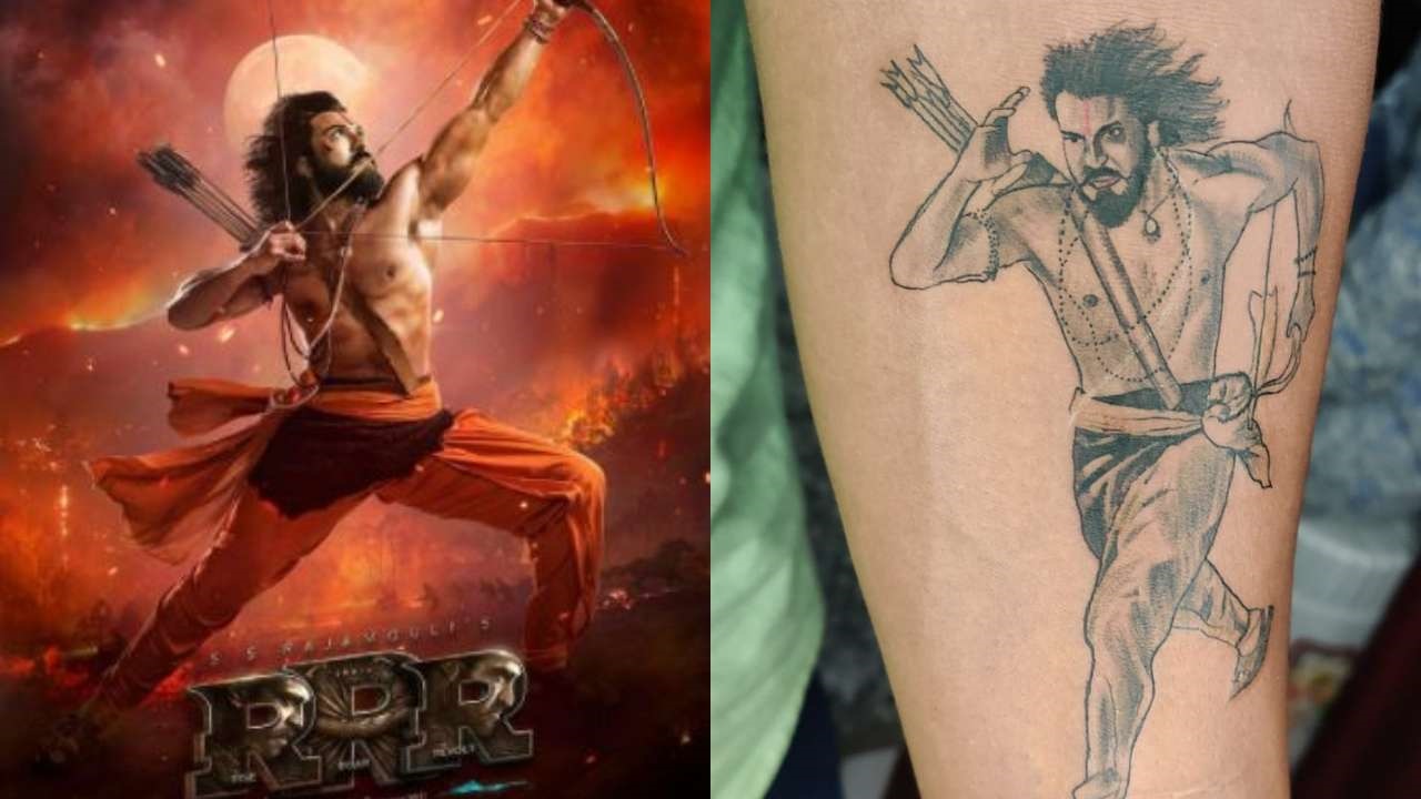 Ram Charan fan inks his RRR avatar as Tattoo on Arm Ram Charan fan inks his RRR avatar as Tattoo on Arm