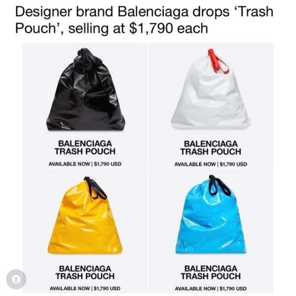 Balenciaga Selling Trash Bags For $1,790 & Calling It A 'Trash Pouch