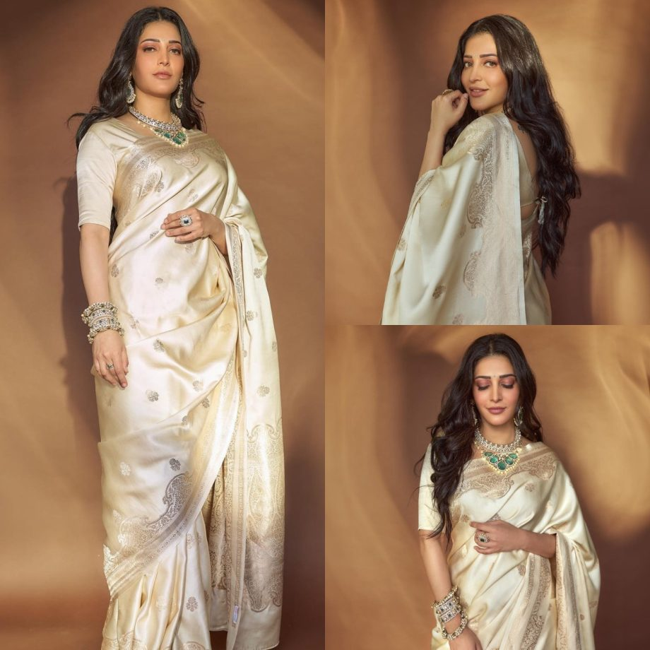 Shruti Haasan Looks Like A Regal Beauty In Silk Banarasi Sa Shruti Haasan Looks Like A Regal Beauty In Silk Banarasi Sa