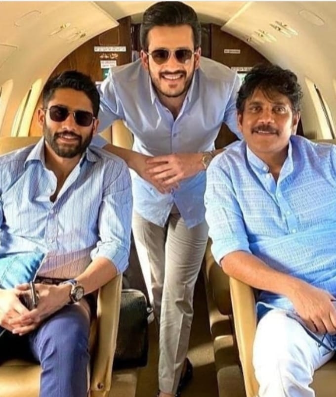 Akkineni Nagarjuna photos with sons