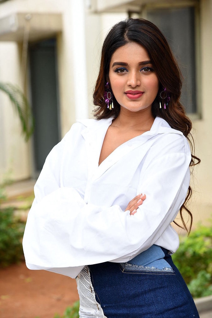 Actress Nidhhi Agerwal Looking Gorgeous In White Top