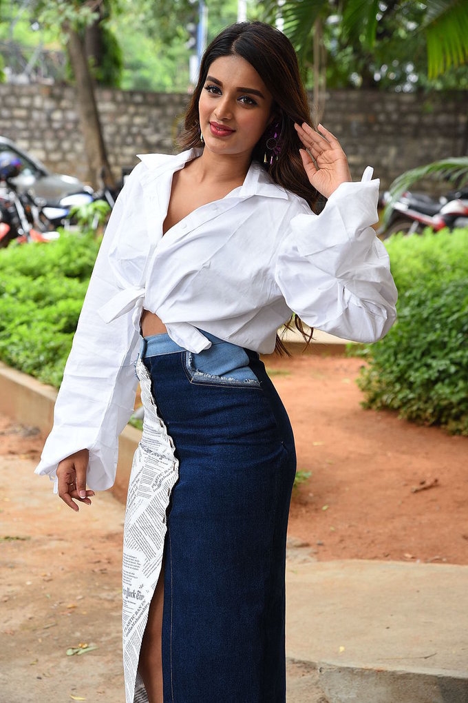 Actress Nidhhi Agerwal Looking Gorgeous In White Top