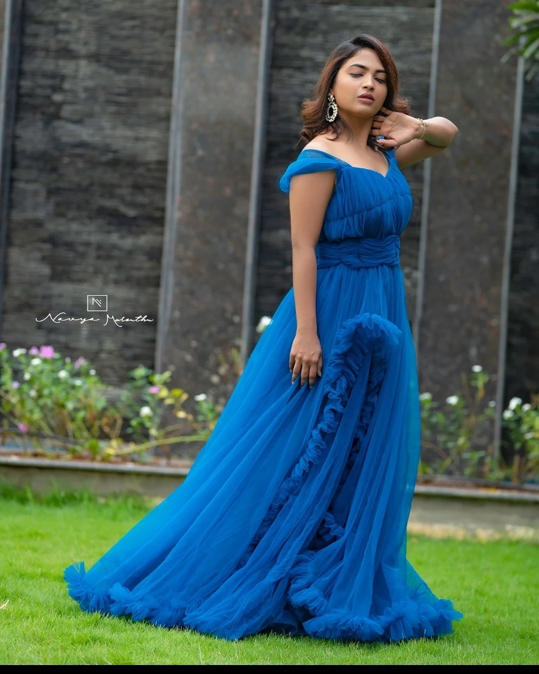 Alekhya Harika Latest Photos In Blue Frock