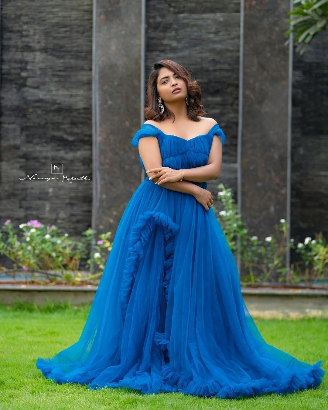 Alekhya Harika Latest Photos In Blue Frock