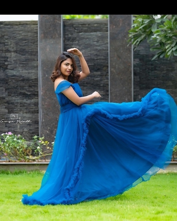 Alekhya Harika Latest Photos In Blue Frock