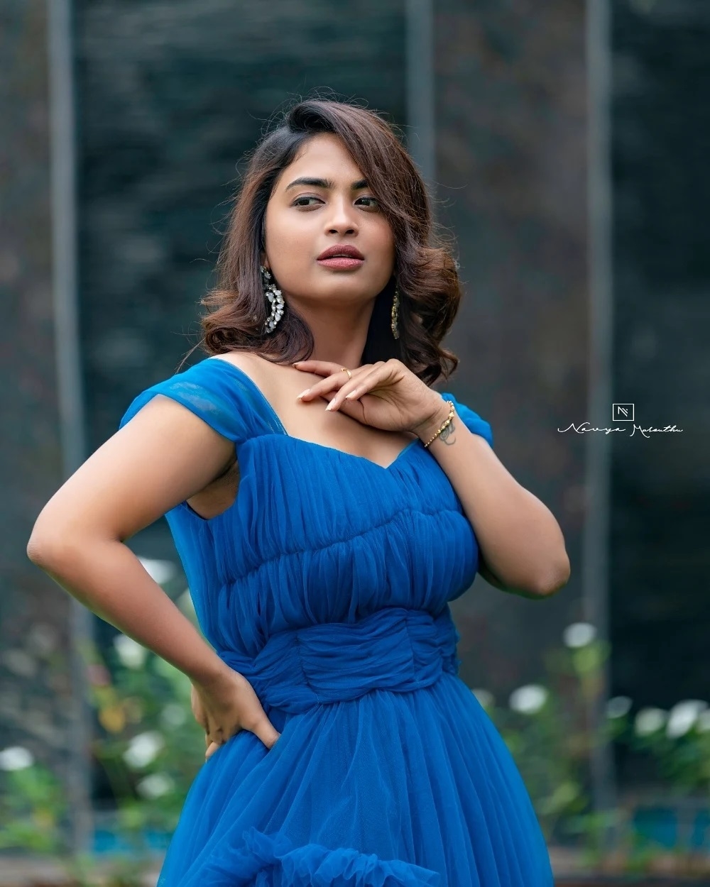 Alekhya Harika Latest Photos In Blue Frock