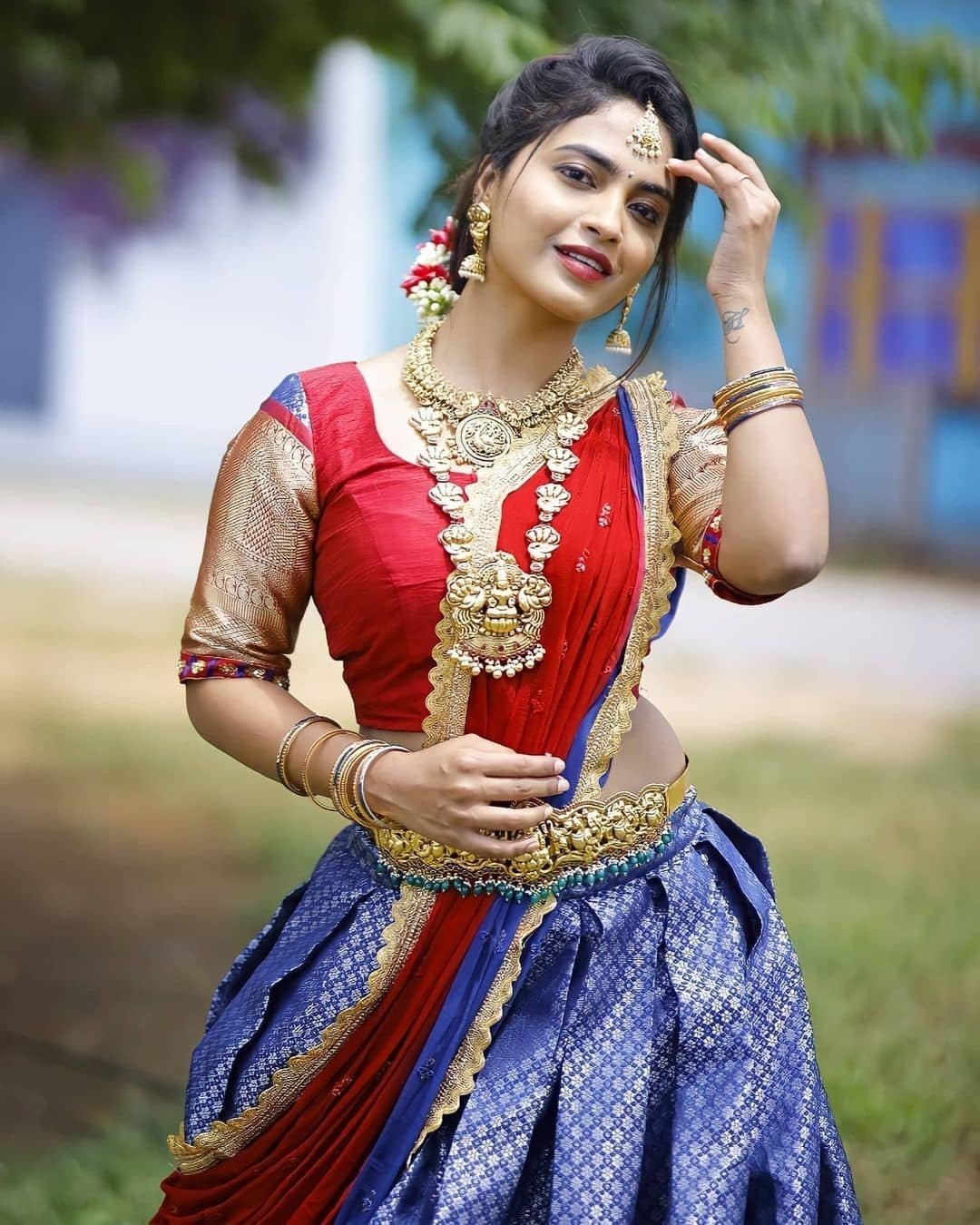 Alekhya Harika New Images In Half Saree