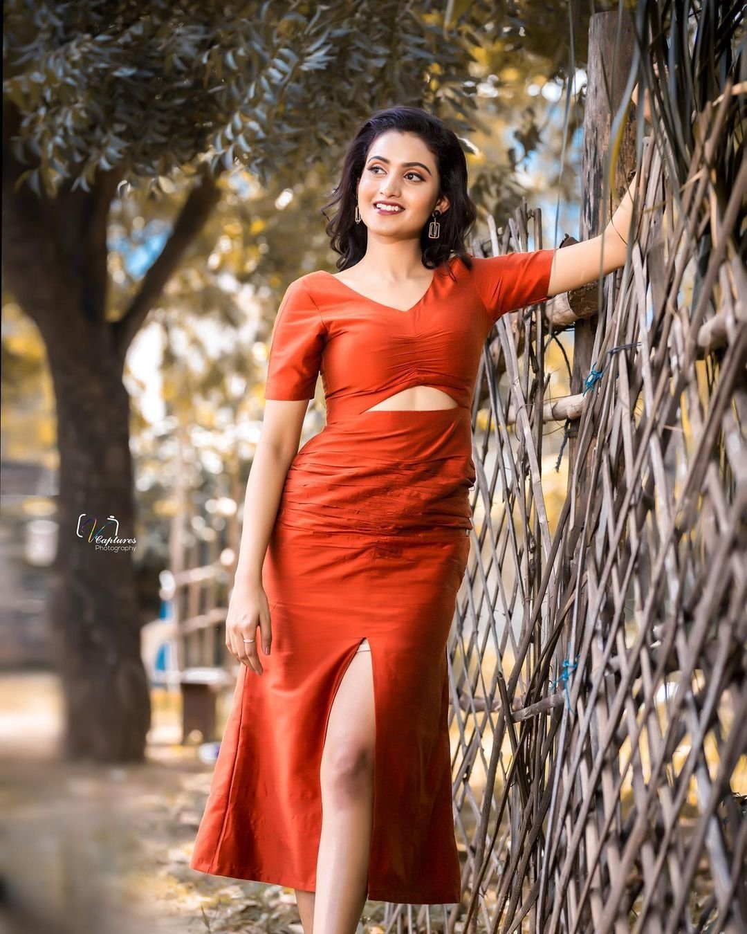 Deepika Pilli New Images In Orange Dress