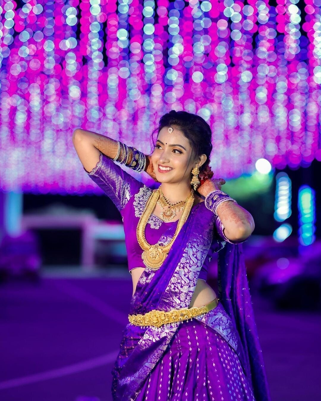 Deepika Pilli New Images In purple Half Saree