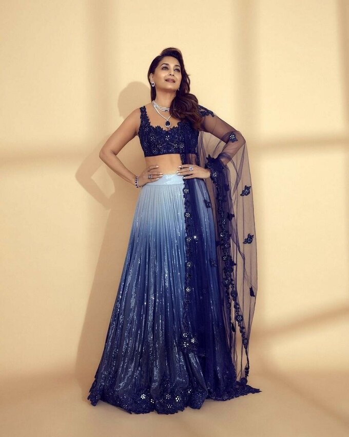 Madhuri Dixit New Clicks In Blue Dress