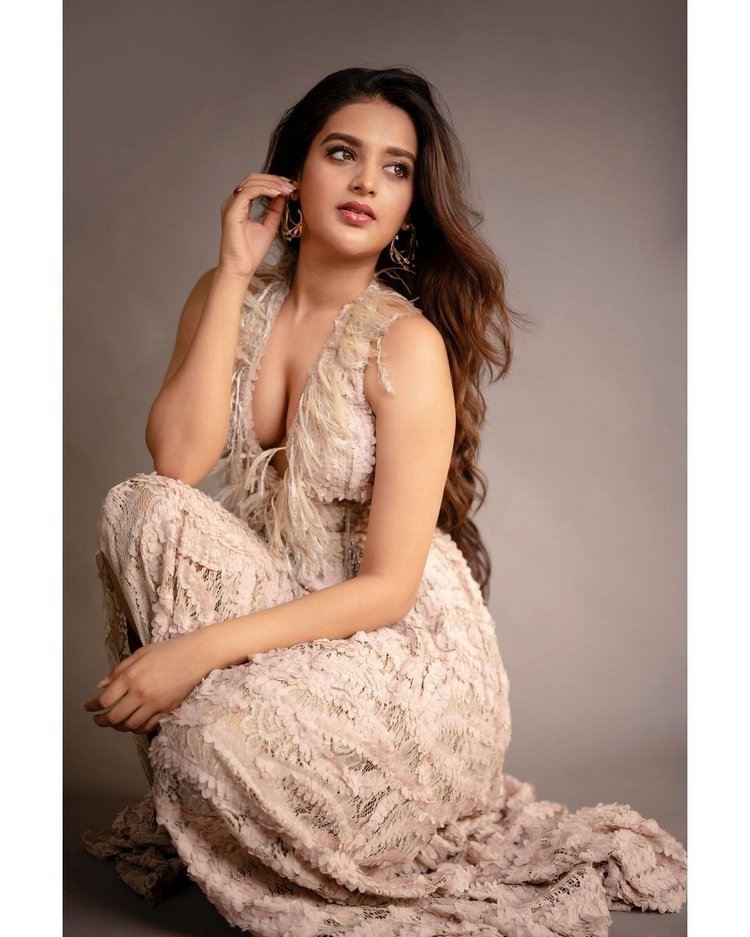 Nidhhi Agerwal Hot Photos In Pink Dress