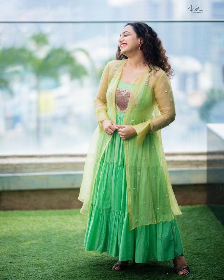 Nithya Menen Images In Green Dress