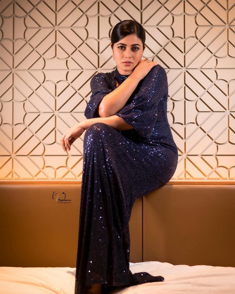 Poorna Amazing Blue Dress Photos