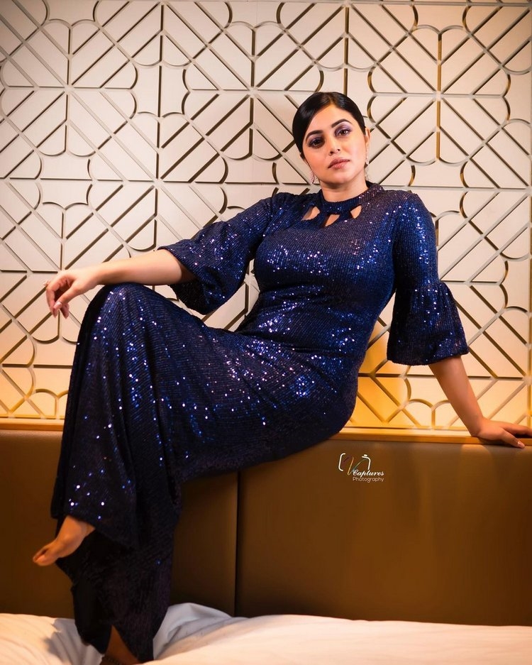 Poorna Amazing Blue Dress Photos