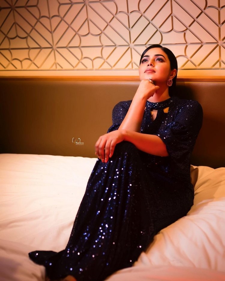 Poorna Amazing Blue Dress Photos