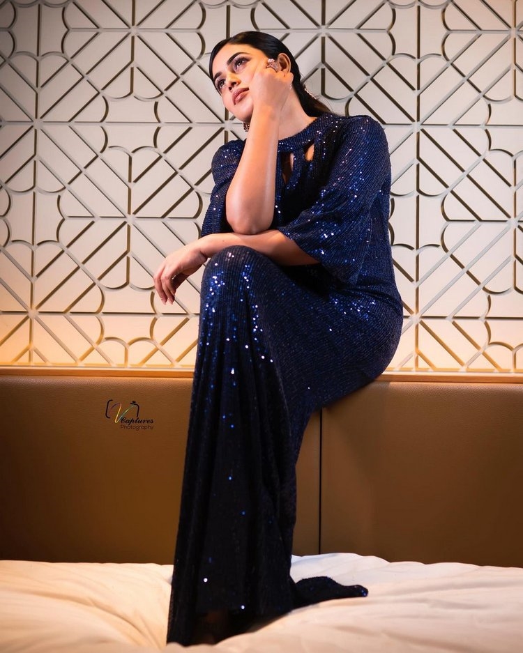 Poorna Amazing Blue Dress Photos