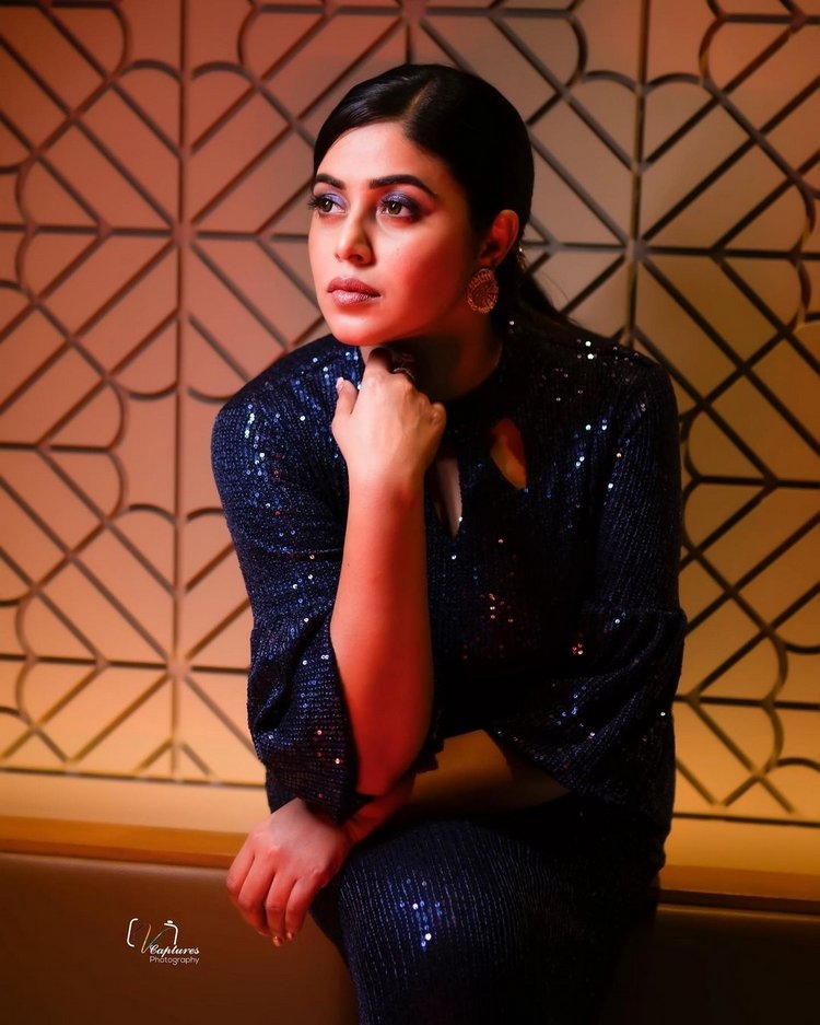 Poorna Amazing Blue Dress Photos