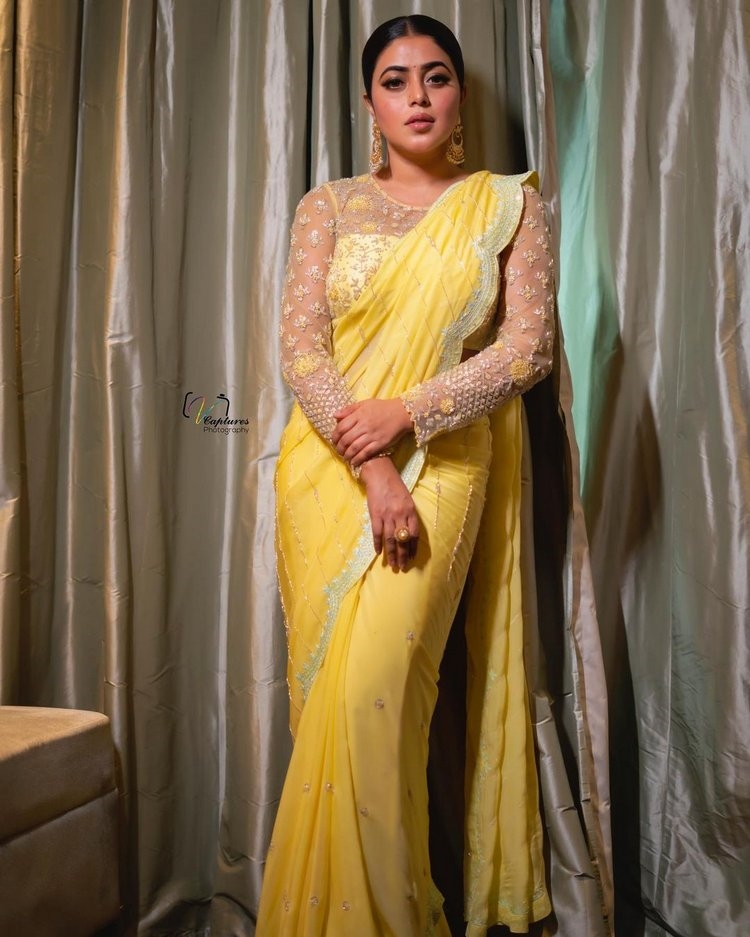 Poorna New Images In Yellow Dress