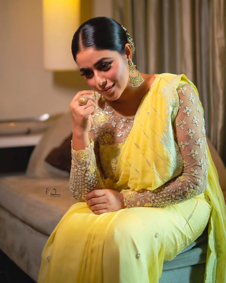 Poorna New Images In Yellow Dress