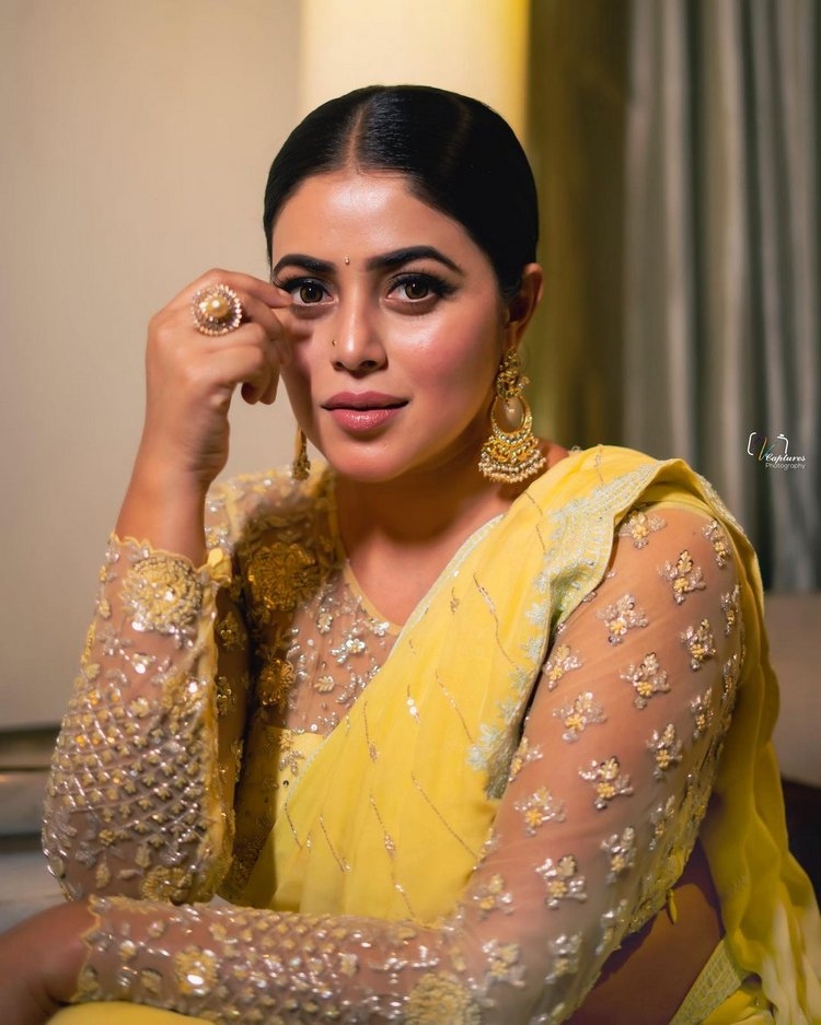 Poorna New Images In Yellow Dress