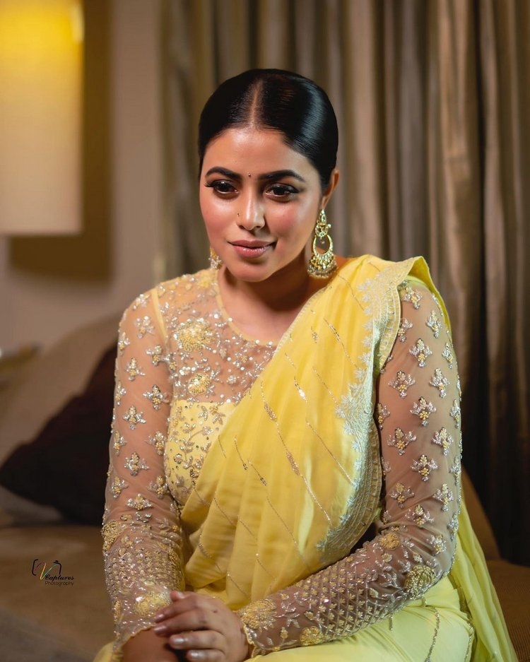 Poorna New Images In Yellow Dress