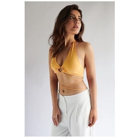 Raashi Khanna Hot Photos In Yellow Dress