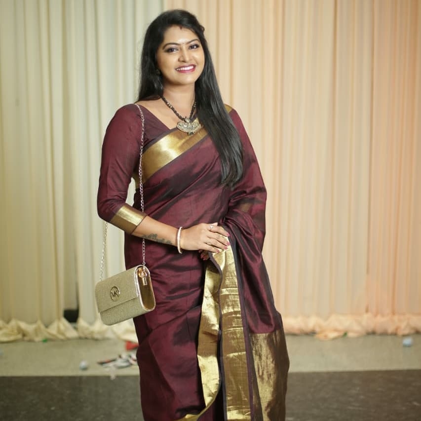Rachitha Mahalakshmi Photos In Brown Saree