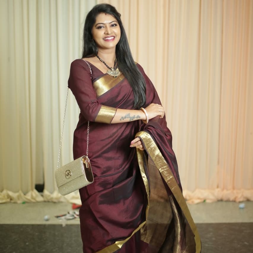 Rachitha Mahalakshmi Photos In Brown Saree