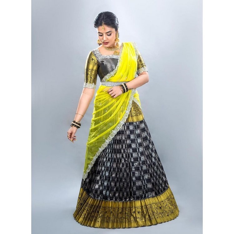 Sreemukhi Images In Half Saree