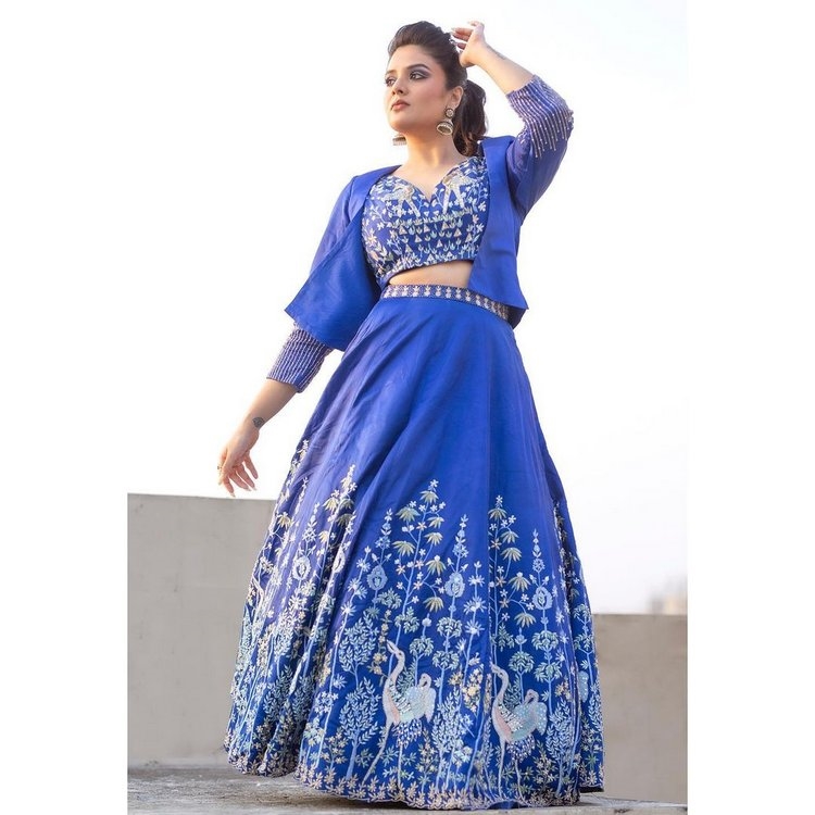 Sreemukhi New Photos In Blue Frock