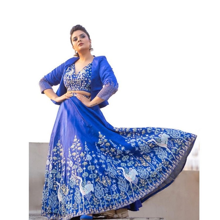 Sreemukhi New Photos In Blue Frock