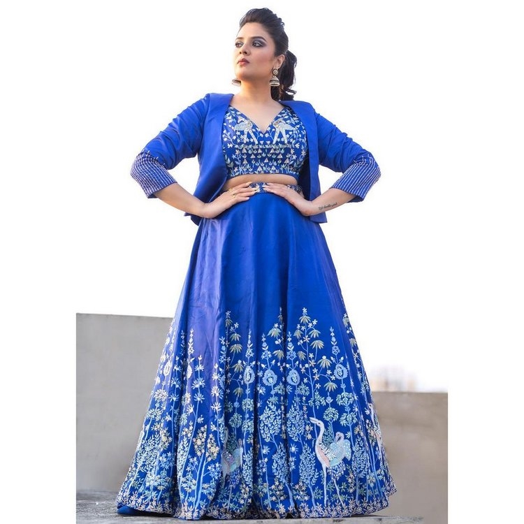 Sreemukhi New Photos In Blue Frock