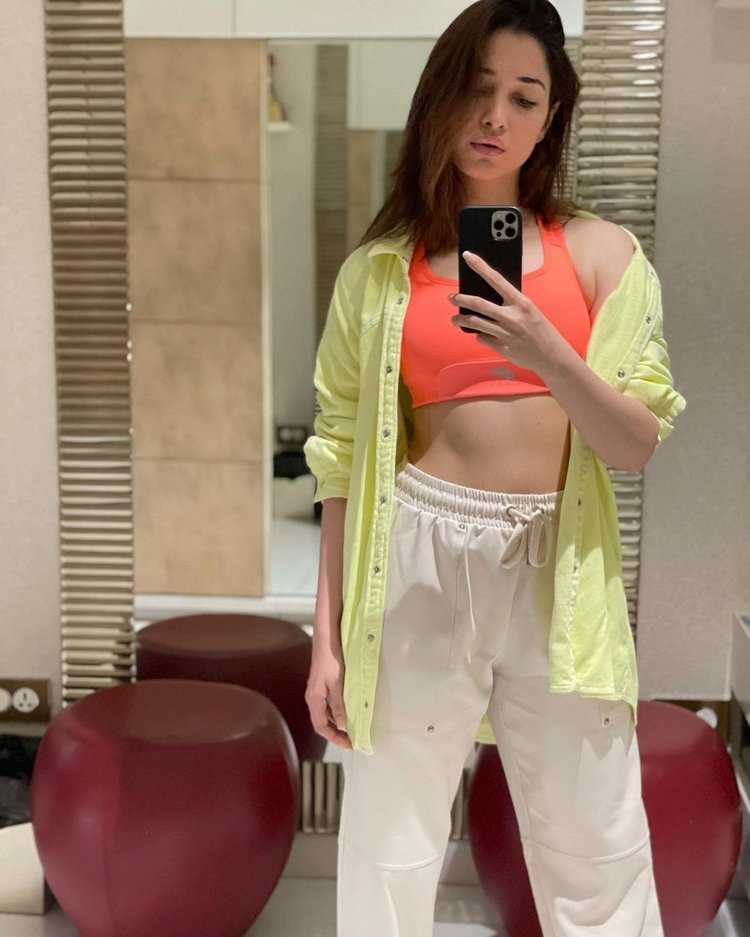 Tamannaah latest beanch and gym photos