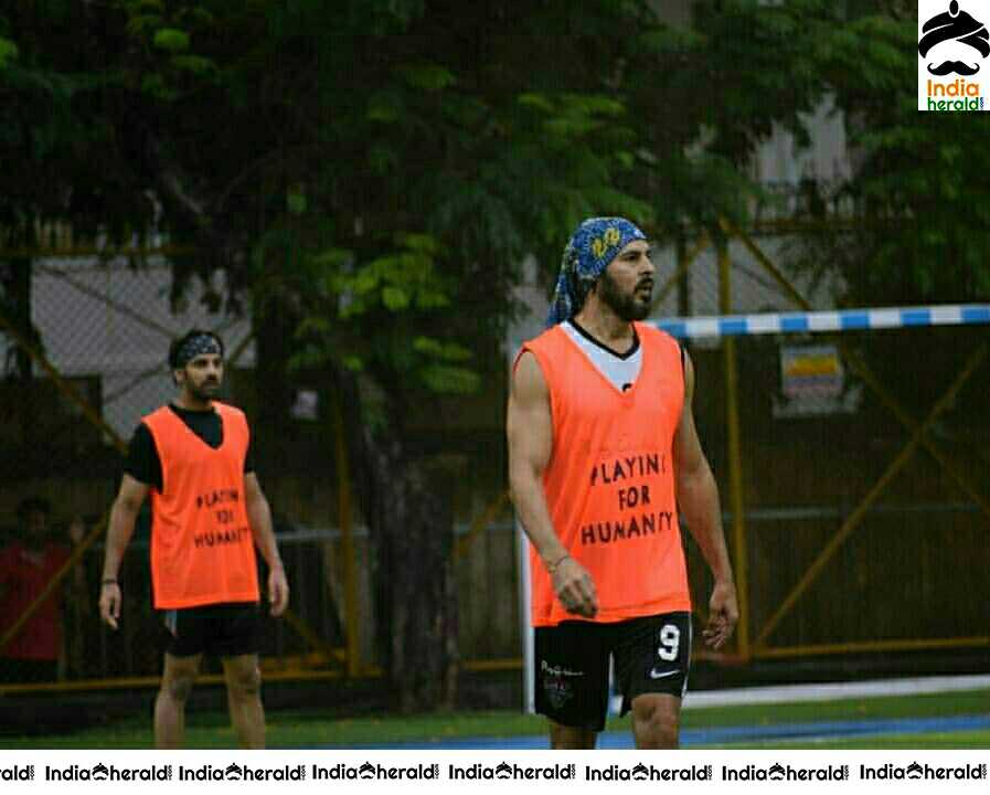 Abhishek Bachchan Dino Morea During A Foot Ball Match