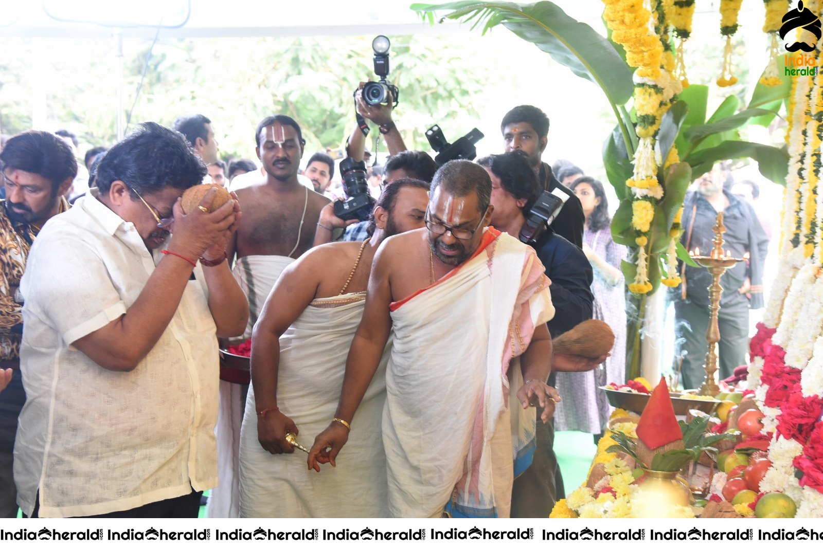 Actor Balayya and Boyapati Srinu Seeks the blessings at the Pooja Set 2