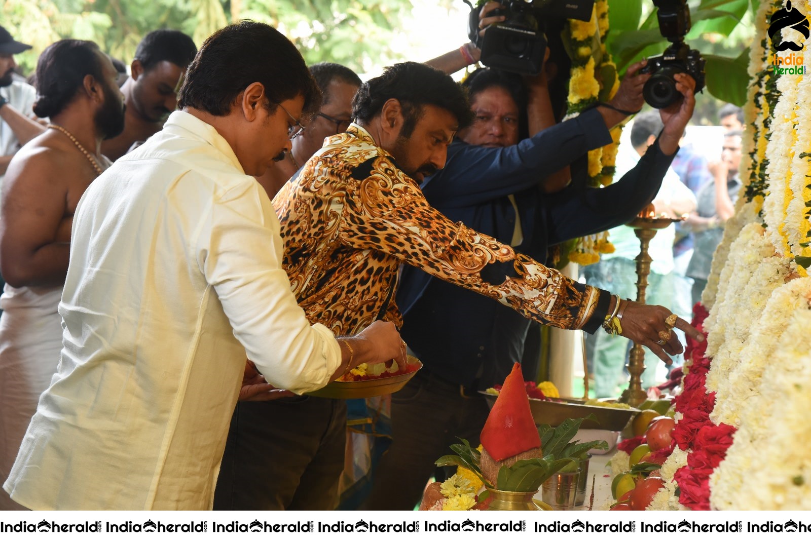 Actor Balayya and Boyapati Srinu Seeks the blessings at the Pooja Set 2