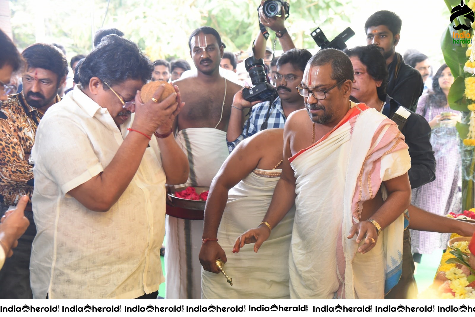 Actor Balayya and Boyapati Srinu Seeks the blessings at the Pooja Set 2