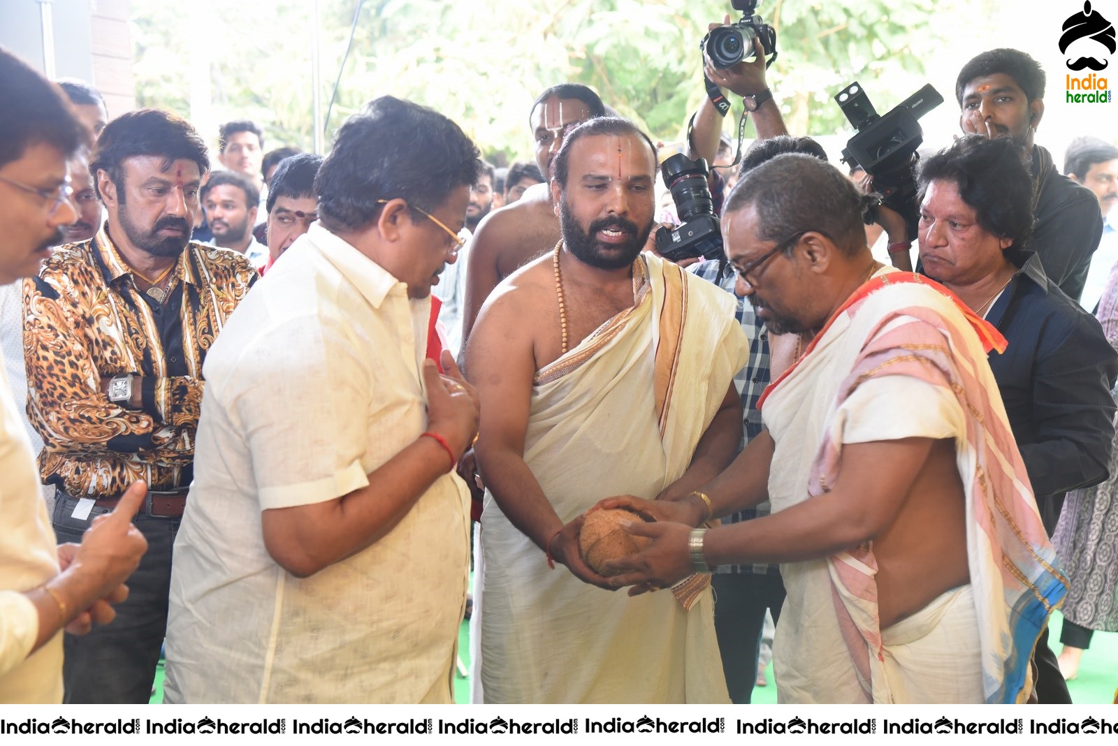 Actor Balayya and Boyapati Srinu Seeks the blessings at the Pooja Set 2