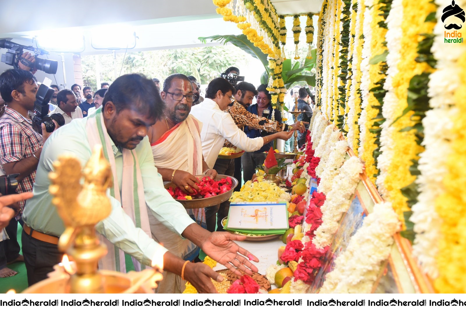 Actor Balayya and Boyapati Srinu Seeks the blessings at the Pooja Set 2