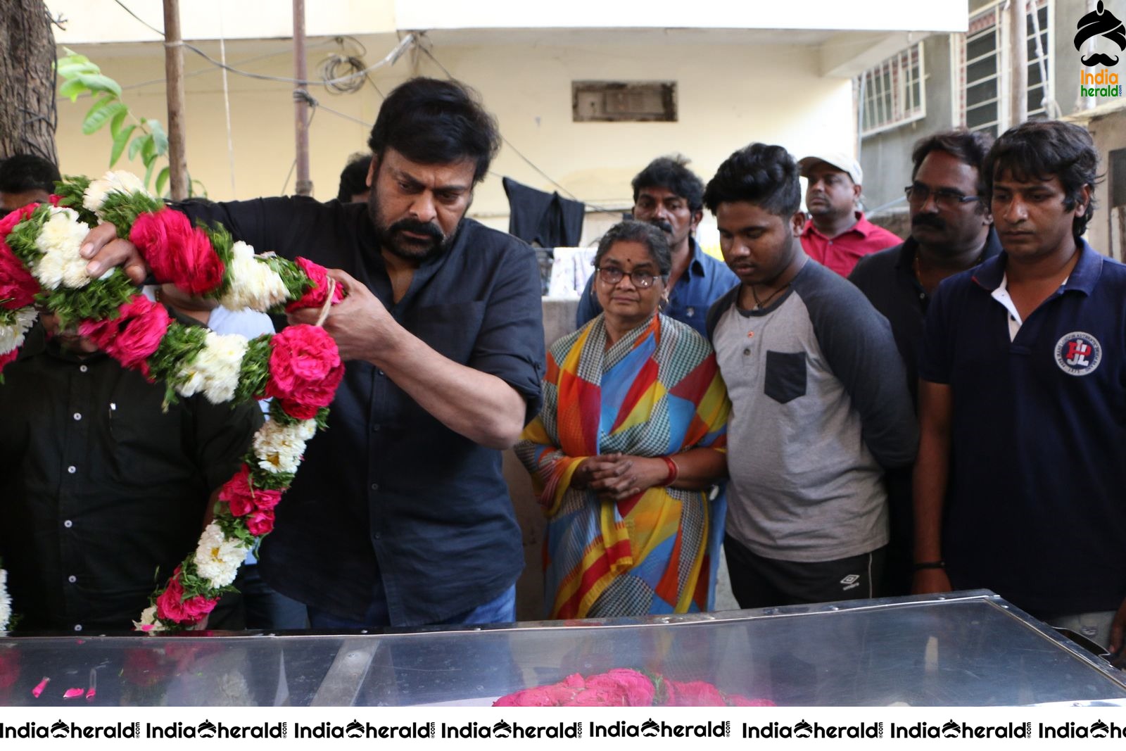 Actor Chiranjeevi Photos while Paying Final Respect to Sr Journalist Pasupuleti Ramarao Set 1