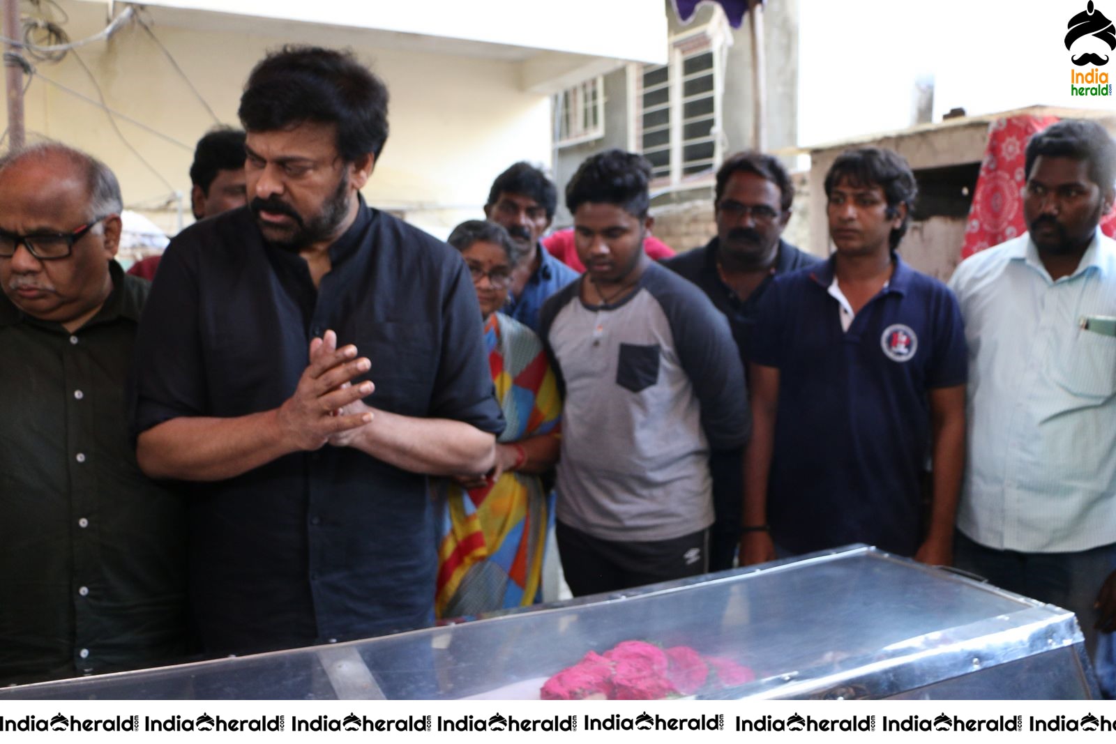 Actor Chiranjeevi Photos while Paying Final Respect to Sr Journalist Pasupuleti Ramarao Set 1