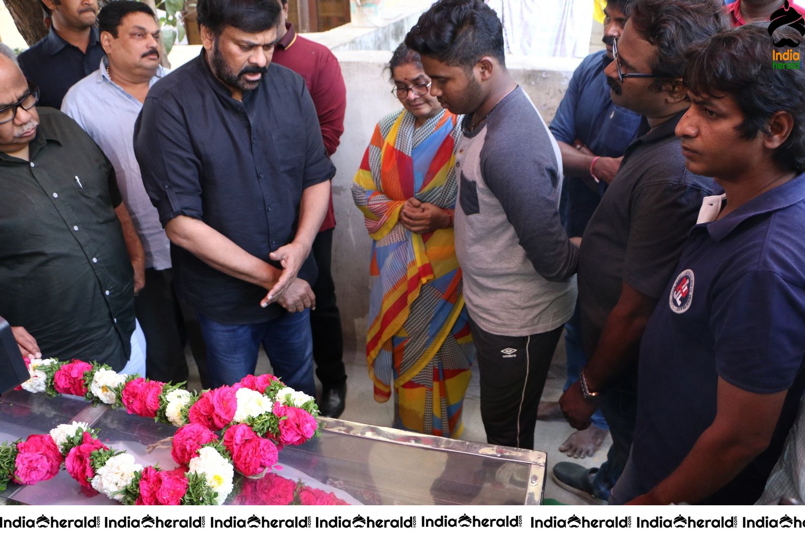 Actor Chiranjeevi Photos while Paying Final Respect to Sr Journalist Pasupuleti Ramarao Set 2