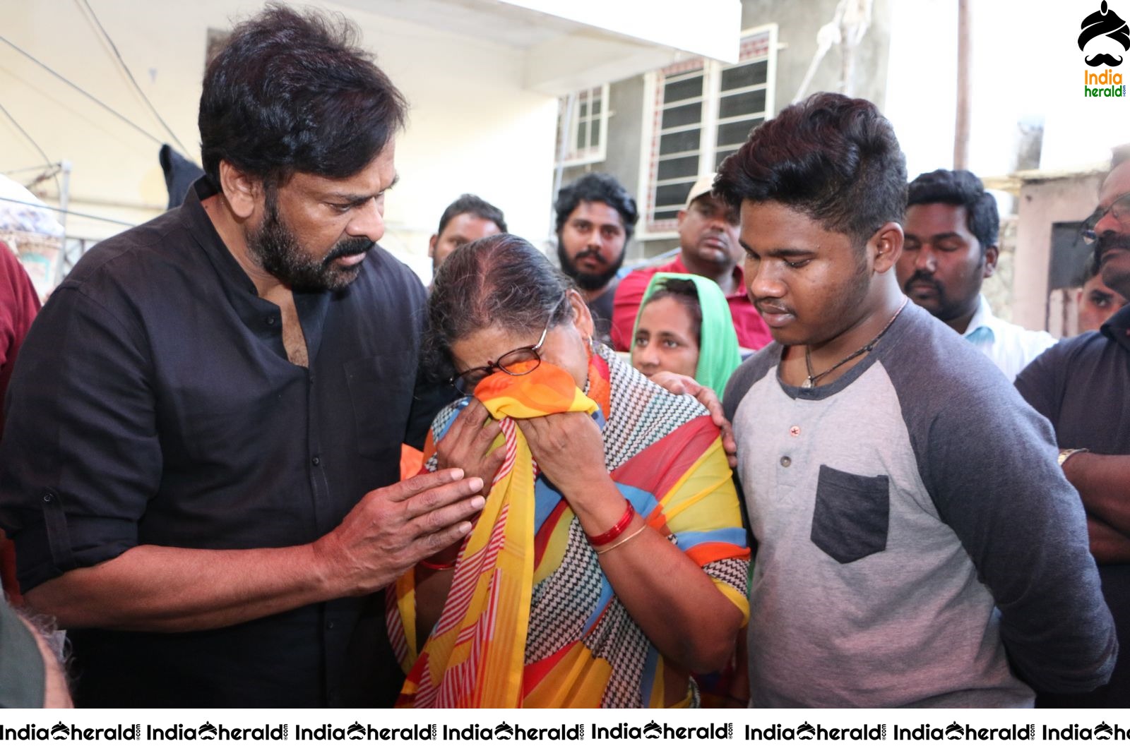 Actor Chiranjeevi Photos while Paying Final Respect to Sr Journalist Pasupuleti Ramarao Set 2