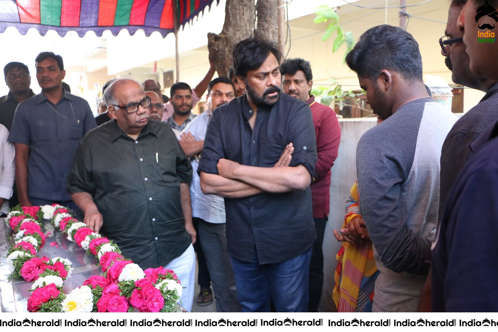 Actor Chiranjeevi Photos while Paying Final Respect to Sr Journalist Pasupuleti Ramarao Set 2