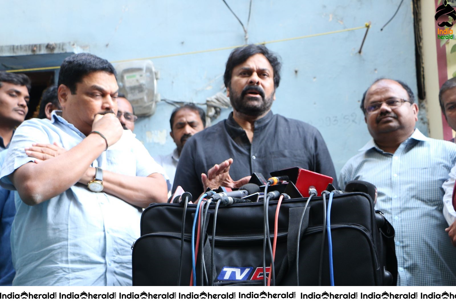 Actor Chiranjeevi Photos while Paying Final Respect to Sr Journalist Pasupuleti Ramarao Set 3