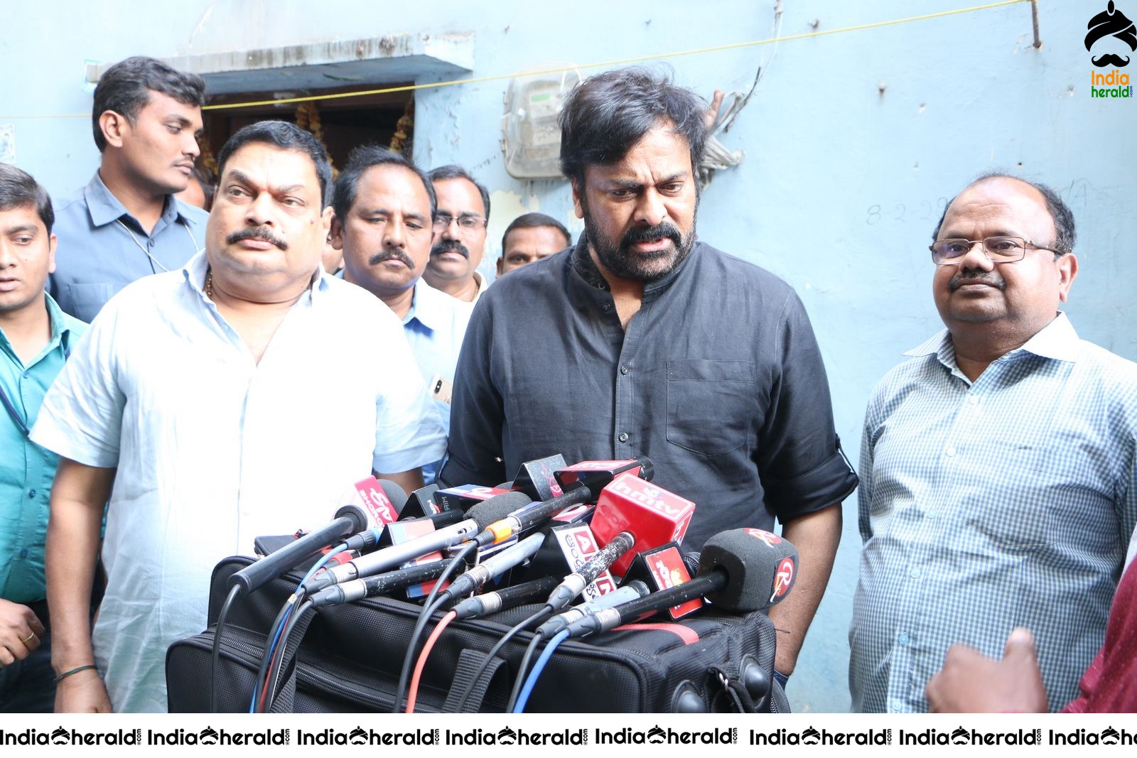 Actor Chiranjeevi Photos while Paying Final Respect to Sr Journalist Pasupuleti Ramarao Set 3