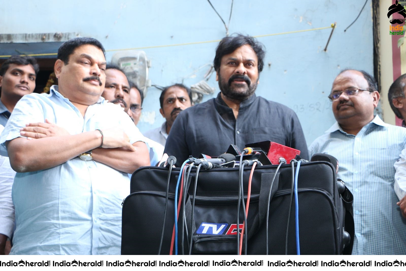 Actor Chiranjeevi Photos while Paying Final Respect to Sr Journalist Pasupuleti Ramarao Set 3