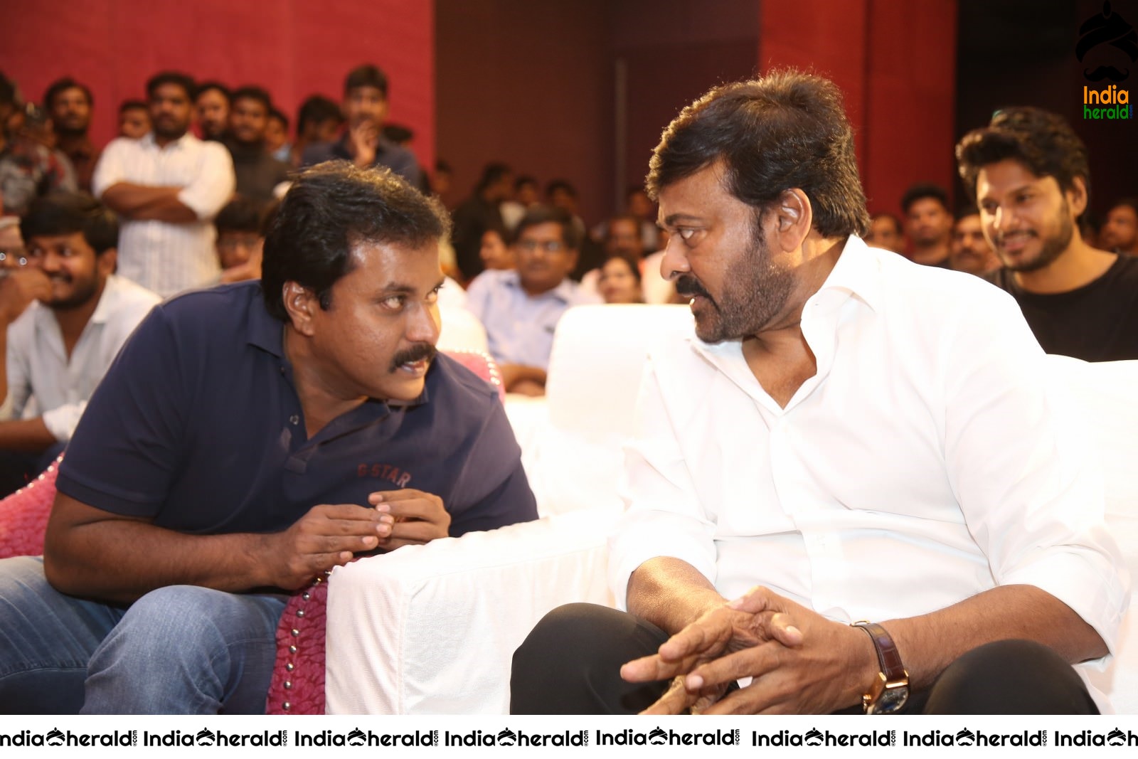 Actor Chiranjeevi Seen Interacting with other actors during an event Set 1