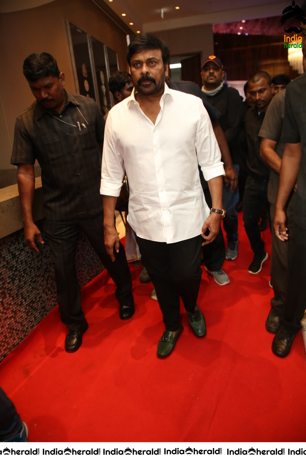 Actor Chiranjeevi Seen Interacting with other actors during an event Set 1